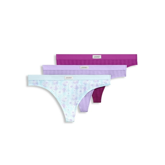 Jockey® Essentials Women's Soft Touch Breathe Contemporary Thong Panties, 3-Pack, Sizes S-XXXL