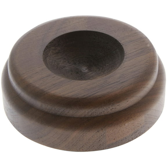 Plymor Revolving Walnut Round Wood Display Base with Indented Circle to Hold Egg, Marble, Ball or Sphere, 3.125" W x 3.125" D x 1.125" H (1.5" Circle)