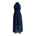 thumbnail image 4 of Womens Summer Dresses, Lace Trim Ruffle Long Dress for Women Floral Burnout A Line Sleeveless Dress Halter Neck Beach Vacation Evening Gown Dress, 4 of 6