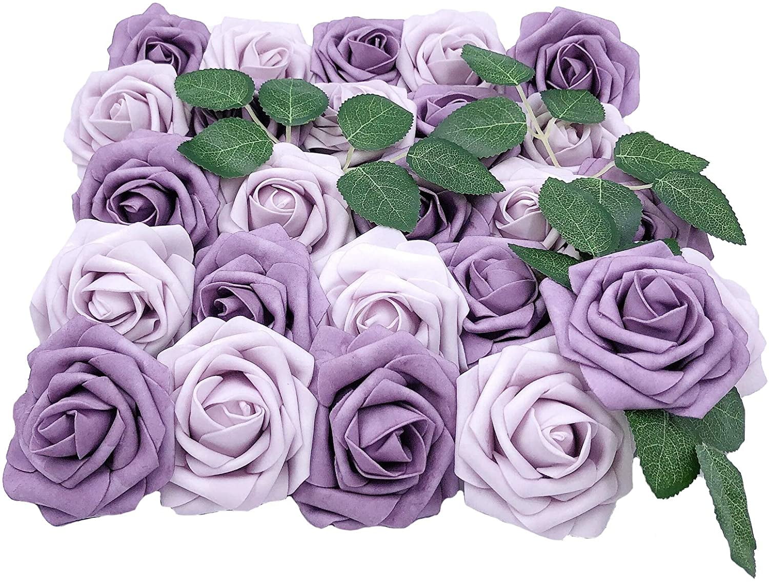 Regular 3 Lings moment Artificial Rose Flowers 50pcs Berry Pink Foam Roses w/Stem for DIY Wedding Bouquets Centerpieces Bridal Shower Party Home Decorations