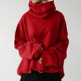 thumbnail image 4 of XFLWAM Women Long Sleeve High Neck Sweatshirt Solid Color Casual Loose Turtleneck Pullover Tops Fall Blouse Red M, 4 of 6