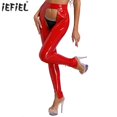 thumbnail image 2 of Pantalones sexis de charol con aspecto mojado para mujer, mallas de lencería, pantalones de látex con entrepierna abierta y espalda descubierta, pantalones ajustados con cremallera en las piernas, rop, 2 of 5