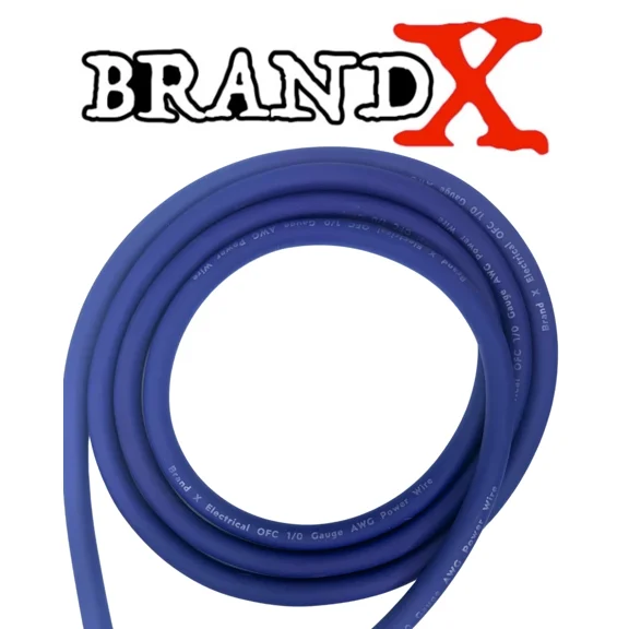 SIANA- Brand X 1/0 Ofc Blue Oxygen Free Copper Cable By The Ft Power Ground Wire