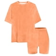 thumbnail image 2 of GiLiling Girls Short Sets Two Piece Outfits Summer Short Sleeve Soft T-Shirt and Lightweight Slim Shorts Comfy Sweatsuit (Orange, 9-10 Years), 2 of 6