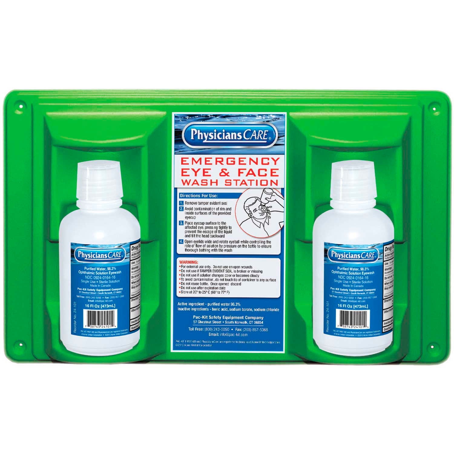 Pac-Kit 24-102 16-OZ. EYE & SKIN FLUSHSTATION W/2 16-OZ B