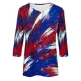thumbnail image 4 of 4th of July Shirts Red White and Blue Blouse Women Patriotic T Shirts Women Red White and Blue Tops 4th of July Tee Women Independence Day Fashion Printed Round Neck 3/4 Sleeve T-Shirt Top, 4 of 5