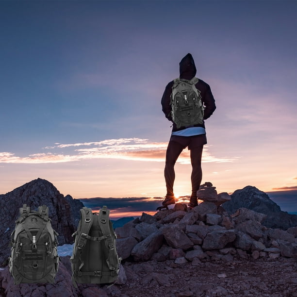 Mochila militar táctica de alta capacidad, bolsa de hombro doble con cinturón de cadera, resistente al agua, mochila para senderismo y escalada al aire libre, mochila militar de camuflaje negro