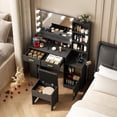 thumbnail image 4 of Vabches Black Vanity Set with Mirror, Lights, Drawers, Shelves, and USB Ports, 4 of 7