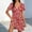 Red-R, variant on FRSASU Summer Short Sleeve Dresses for Women Dot Print Slim Fit Adjustable Strap Casual V-Neck Flowy Mini Dresses Army Green-A7