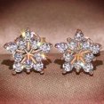 thumbnail image 4 of Pendientes de Botón Yuxing con Forma de Copo de Nieve y Diamantes de Imitación para Mujer, 4 of 5