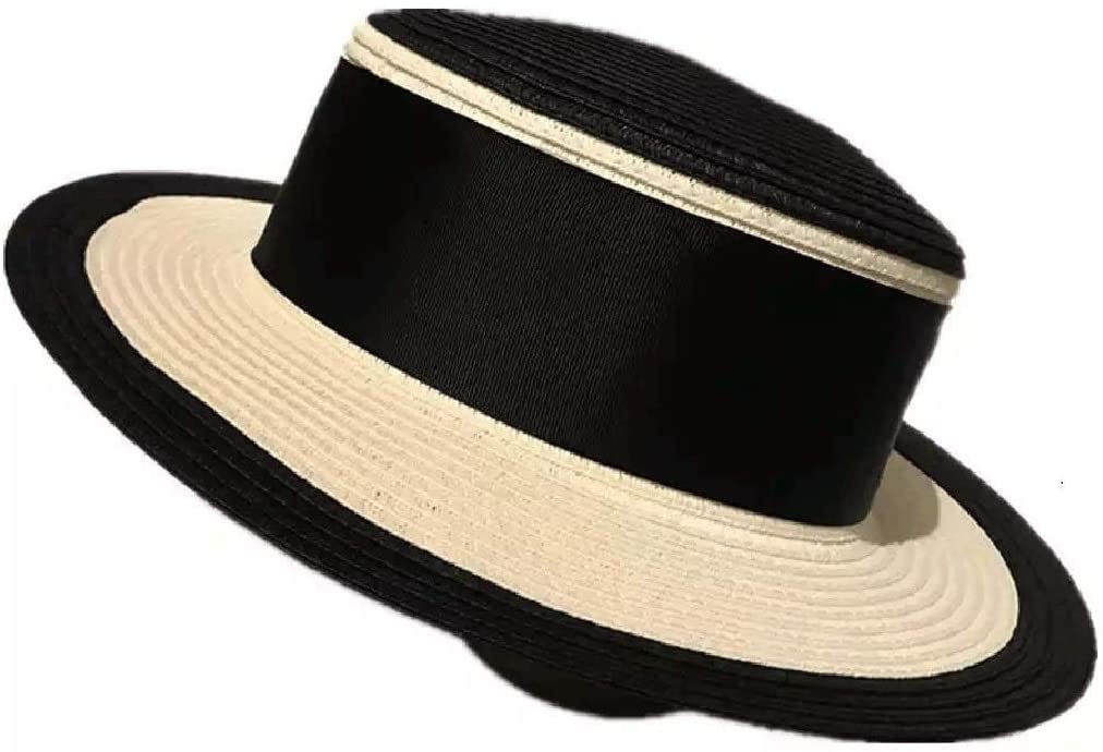 CUJUX Ribbon Letter Brim Boater Hat 