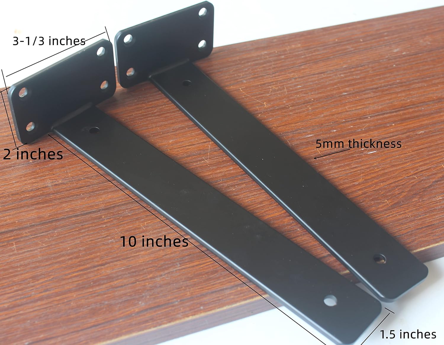 10 Pack - 6 inch Black Hidden L Shelf Bracket (1/5 Inch Thicked) Iron Floating Shelf Brackets Rustic Industrial Metal Brackets for Shelf Support