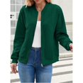 thumbnail image 4 of Suéter Tipo Cárdigan con Cremallera para Mujer, Sudadera con Capucha, Chaqueta de Larga, Conjuntos de Cuello Redondo, Abrigo Informal. Verde Oscuro L, 4 of 10