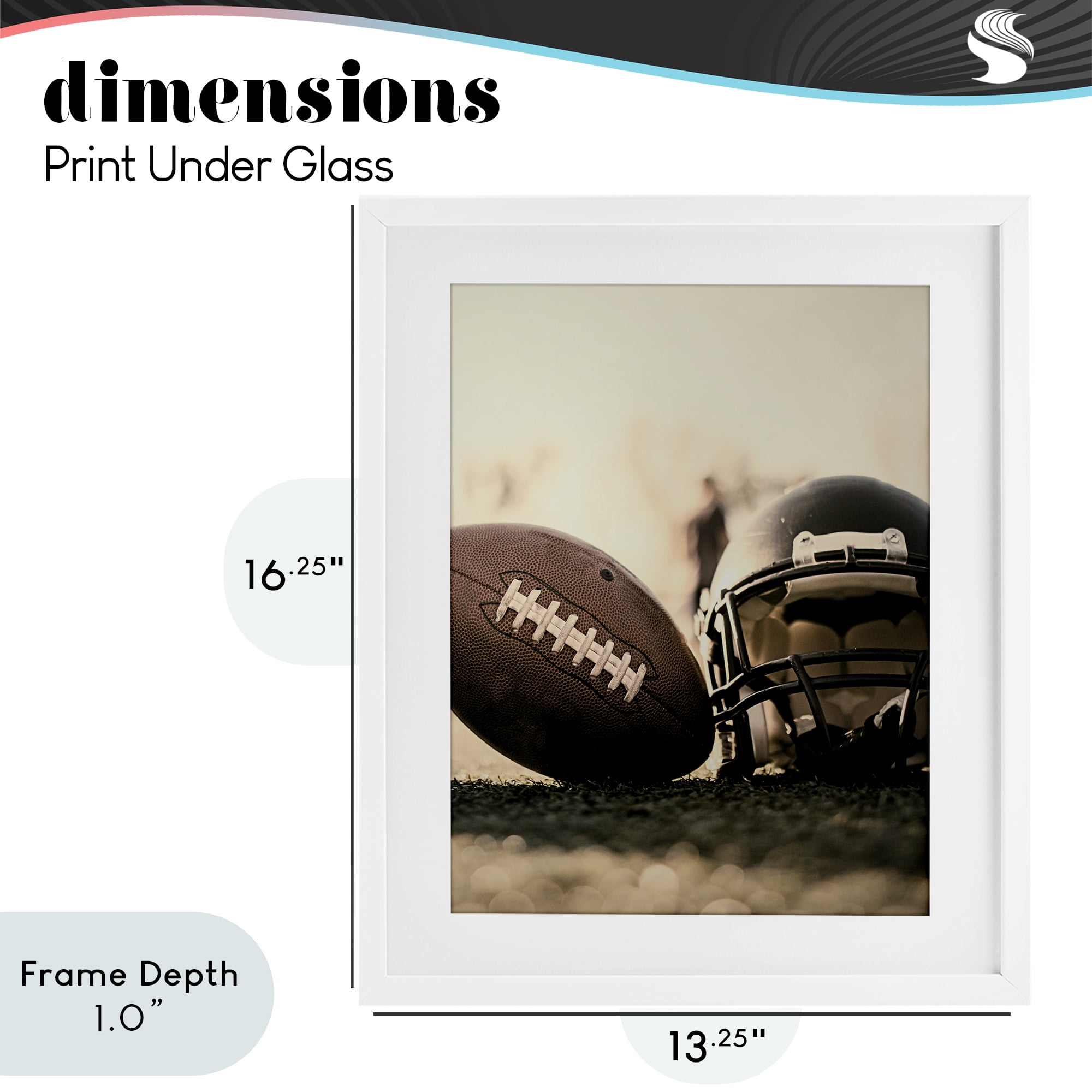 Stupell Industries Football Stand Alone White Framed Print Under Glass, design by Jesse Keith