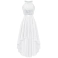 thumbnail image 1 of Vestido Dressystar con lentejuelas, halter, cóctel, baile de graduación, Hi-Lo, blanco, XXL, 1 of 9