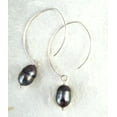 thumbnail image 2 of Sterling Silver Modern Cultured Pearl Marquise Hook Earrings, Peacock, 2 of 2