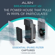 Alen Air Purifier BreatheSmart 45i HEPA with Essential (Pure) Filter for Large Rooms |1900 Sq. Ft.| Perfect for Bedrooms & Home Offices - Captures Dust + Pet Dander & Household Odors - White