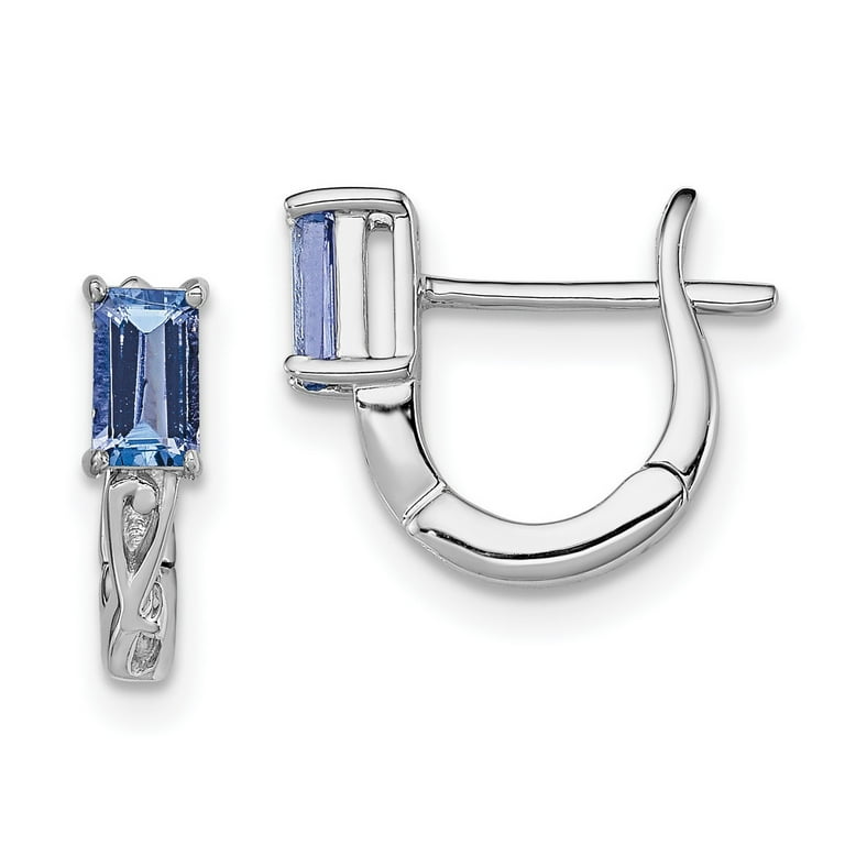 Sterling Silver Genuine Tanzanite Hinged Hoop Earrings Sterling Silver Genuine Tanzanite Hinged Hoop Earrings