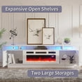 thumbnail image 6 of Merluxy Fireplace TV Stand with 36" Fireplace,70" Modern High Gloss Entertainment Center LED Lights for 80 Inch TV, Ivory White, 6 of 7