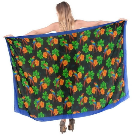 La Leela Gradient Sheer 2 Col Chiffon Swim Hawaiian Beach Sarong Cover ups
