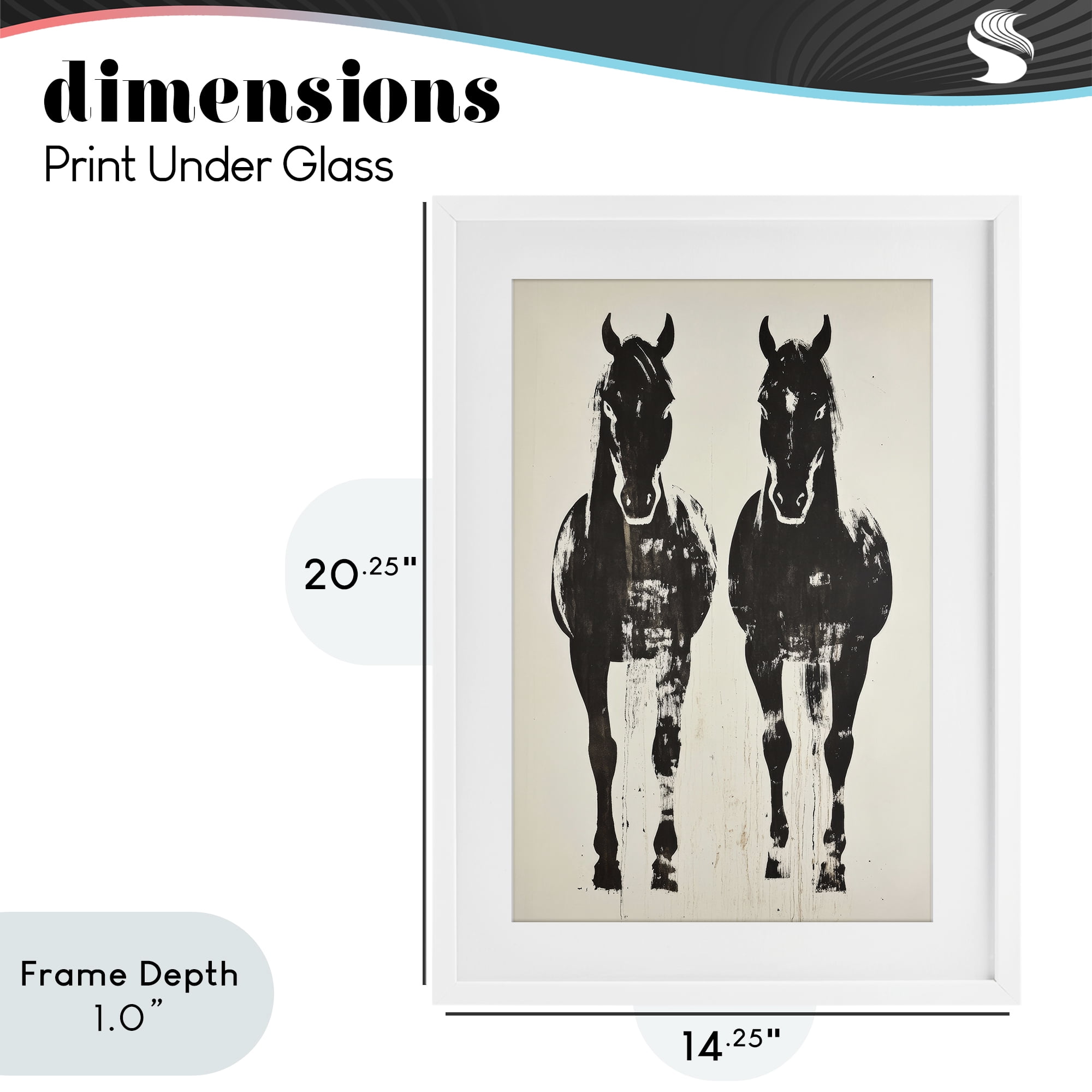 Stupell Industries Silhouetted Horse Couple White Framed Print Under Glass, design by Petal Prints Design
