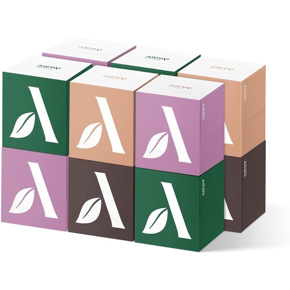 Bamboo Facial Tissue Cube Boxes, 3-Ply, 12 Pack, 60 Sheets Per Box, 720 Per Pack