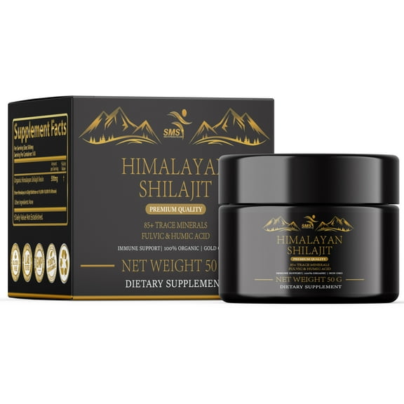 Shilajit Pure Himalayan Shilajit Resin - Gold Grade 100% Pure Shilajit with Fulvic Acid & 85+ Trace Minerals Complex for Energy & Immune Support - 50g