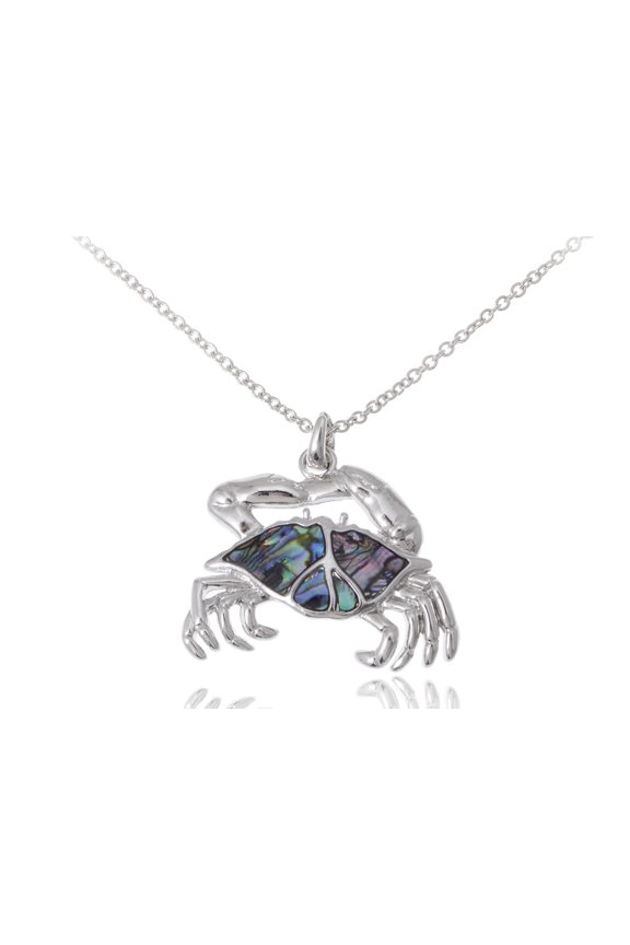 Ocean Crab Pendant y Tone Faux Abalone Shell Necklace for Women Gift