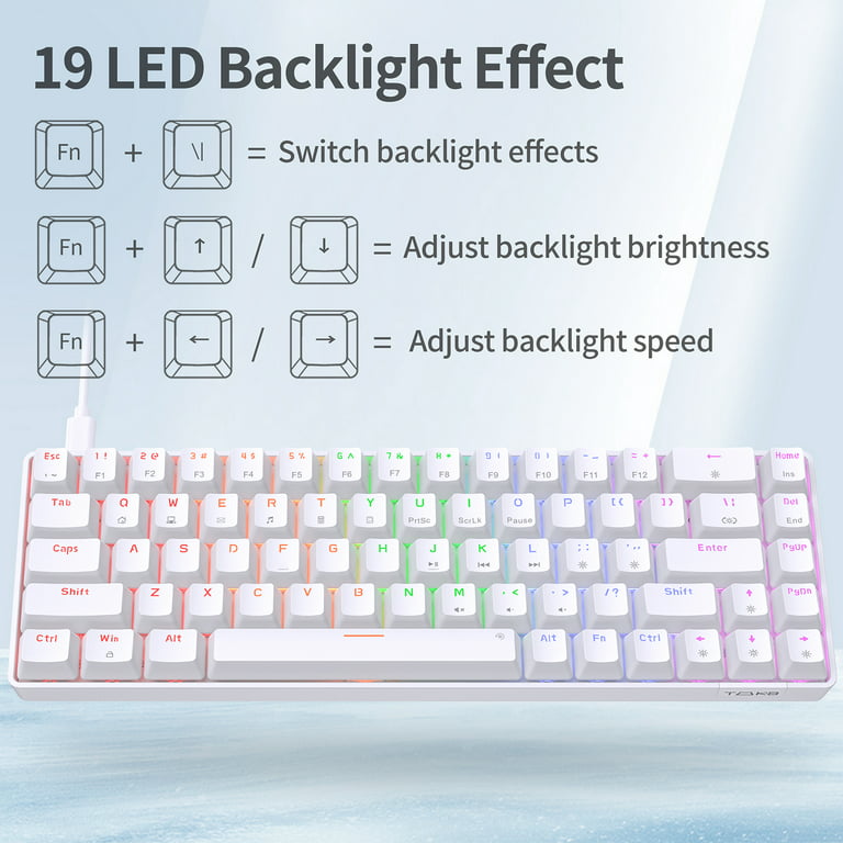 DIERYA T68SE 60% Gaming Mechanical Keyboard,Ultra Compact Mini 68 Key with  Red Switches Wired Keyboard,Anti-Ghosting Keys, for Windows Laptops and PC