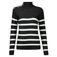 thumbnail image 6 of Arlun Fall Sweaters for Women 2025 Striped Turtleneck Ribbed Knit Sweater Trendy Long Sleeve Loose Pullover Jumper Winter Warm Soft Comfort Fashion Clothing Black XL, 6 of 6