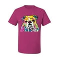 thumbnail image 2 of Wild Bobby Dean Russo Neon Colorful Pug Dog The Bulldog Dog Lover Men Graphic Tee, Fuschia, Large, 2 of 5