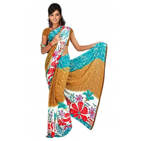 - Bhavani Georgette Printed Casual Saree Sari Bellydance fabric