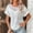 White, variant on ECZHAW Womens Summer Tops Ruffle Sleeve 2025 Trendy Lace Floral Crew Neck Ribbed T Shirts Dressy Casual Blouses