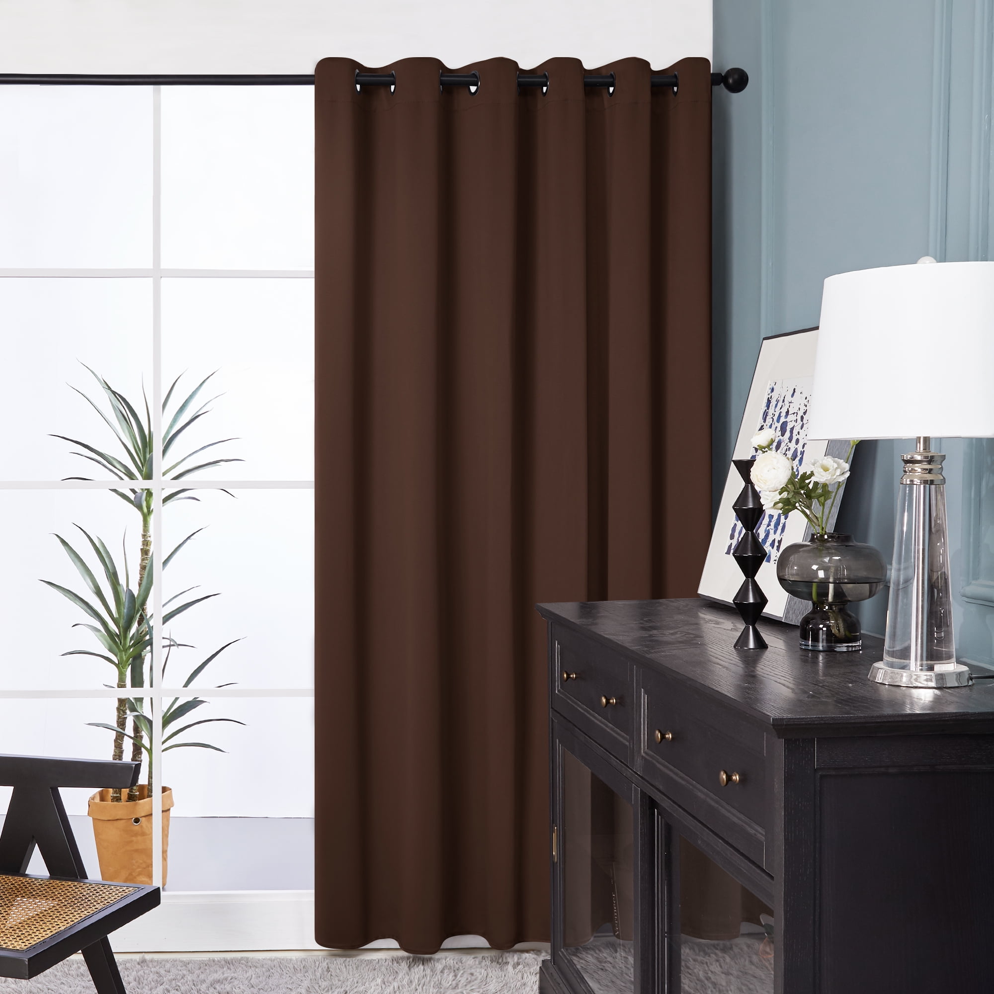 Deconovo Sliding Door Curtains 80 x 84 inch, Wide Thermal Blackout Curtains Noise Reducing Room Divider Window Curtains (Chocolate, 1 Panel)