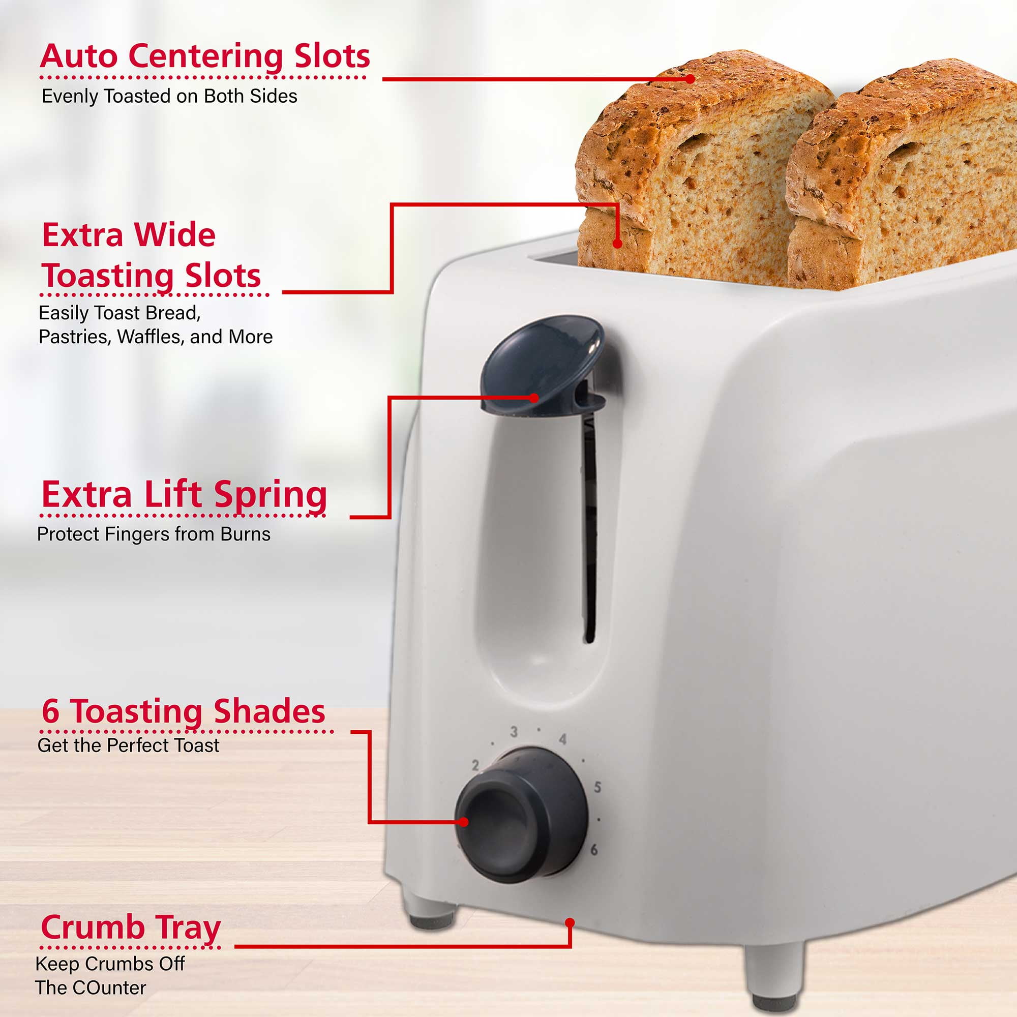 Brentwood Cool Touch TS-292 2-Slice Toaster - red