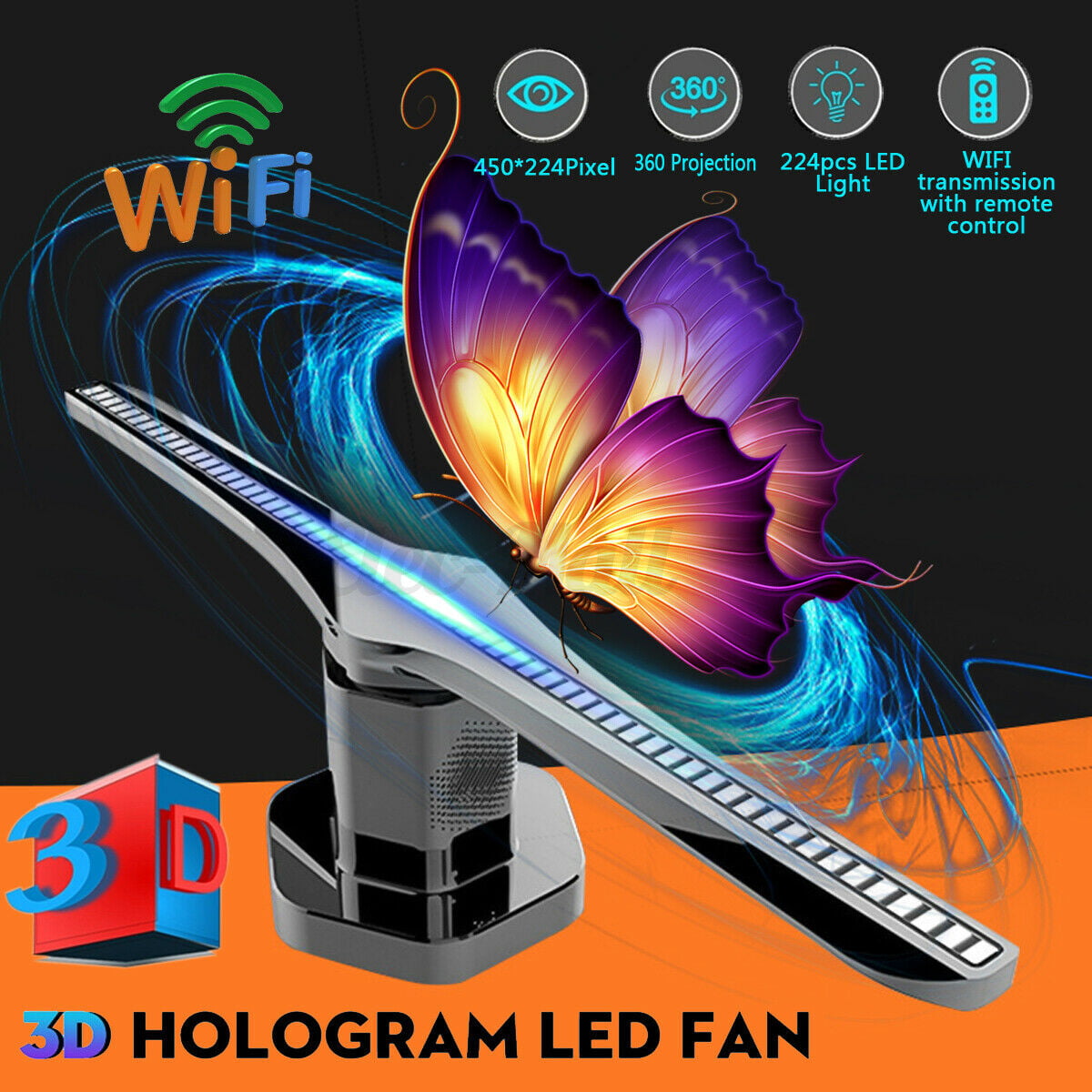 Portable 3D LED Holographic Display LED Fan Hologram 