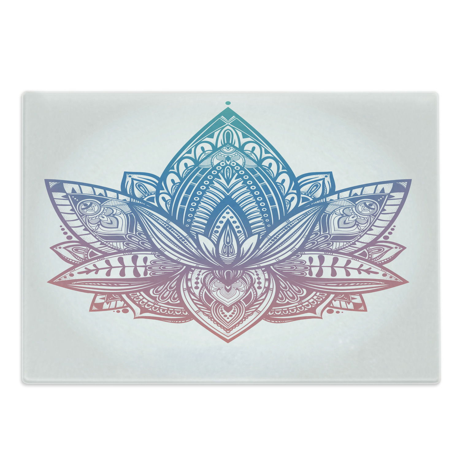 Yoga Cutting Board, Tribal Patterned Boho Ornamental Lotus Flower Art, Decorative Tempered Glass Cutting and Serving Board, Large Size, Dried Rose White, by Ambesonne - image 1 of 1