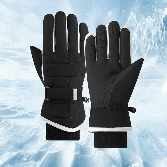 Guantes de Esquí de Invierno, Impermeables, Resistentes Al Viento, Cálidos, Gruesos, Ideales para Ciclismo y Otros Deportes Al Aire Libre | Negros, Talla M, 27,5 X 11 Cm | Resistentes Al Agua, con Fo