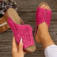thumbnail image 2 of Hopeusnice Women's Wedges Shoes Non-Slip Breathable Wedge Heel PU Materials Summer Shoes Trendy Soft Open Toe Round Toe Shoes for Beach Round Toe Comfortable Walking Shoes Pink 41, 2 of 8