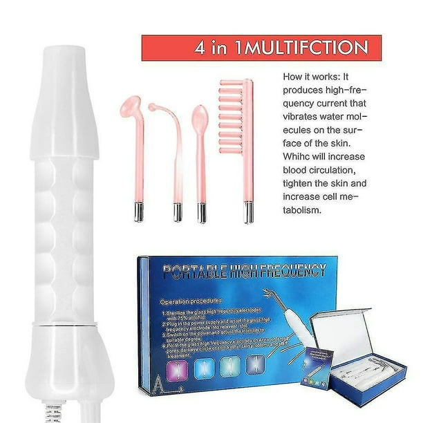 Máquina de electrodos 4 en 1 con varita de alta frecuencia para limpiadores faciales