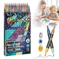 thumbnail image 2 of CoreLiving Glitter Pens Set, 72 Colors Metallic Markers with Dual Brush and Fine Tip for Bullet Journal, Writing, Doodle, Outline Drawing, Scrapbooking Supplies, Creative Art & Craft Projects, 2 of 10