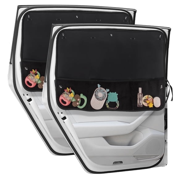 Car Sun Shade Side Window, 2 Pcs Blackout Car Window Shade for Baby Privacy with Storage Net Pockets Auto Curtains 7 Suction Cups for Heat/UV Protection Sun Block Covers