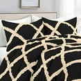 thumbnail image 3 of 1 Piece Luxury Two Tone Diamond Ruffle Pattern Comforter Super Soft All Season 800 Thread Count, 100% Egyptian Cotton, Oversized Super King Size Ivory/Black Solid Color, 3 of 4