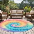 thumbnail image 4 of Colorful Tie Dye Large Round Rug 8 FT, Non Slip Living Room Area Carpet, Rainbow Ombre Abstract Pattern Art Washable Soft Circle Rug Non-Shedding Floor Carpet for Bedroom Office Dining Room, 4 of 9