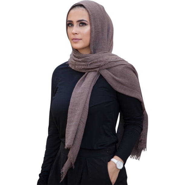 Verona Collection - Bufanda hiyab con flecos para mujer, marrón, talla única