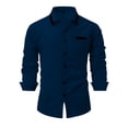 thumbnail image 3 of Brglopf Dress Shirts for Men Slim Fitted Long Sleeve Button Down Shirt Solid Color Lapel Formal Business Shirts with Pockets, 3 of 7