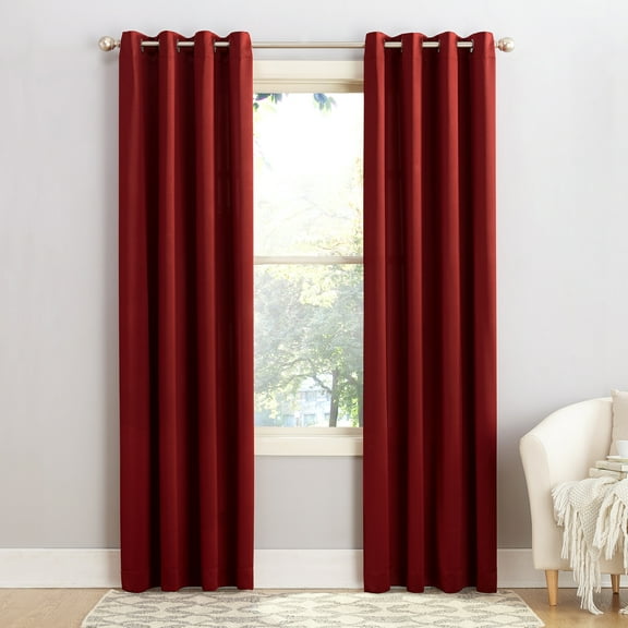 Sun Zero Madison Room-Darkening Grommet Curtain Panel, 54"x63", Brick Red