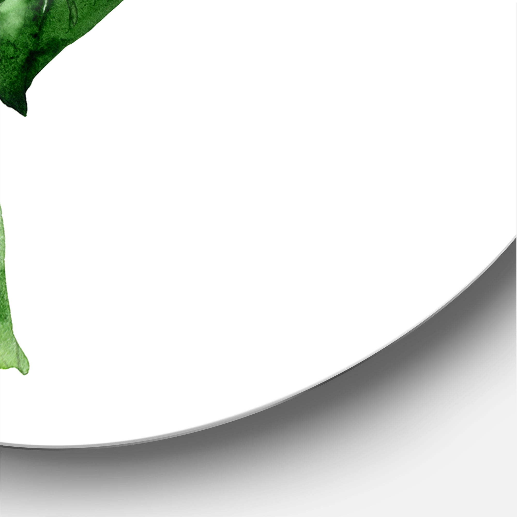 Designart 'Ancient White Camellia Flowers With Green Leaves' Traditional Circle Metal Wall Art 36x36 - Disc of 36