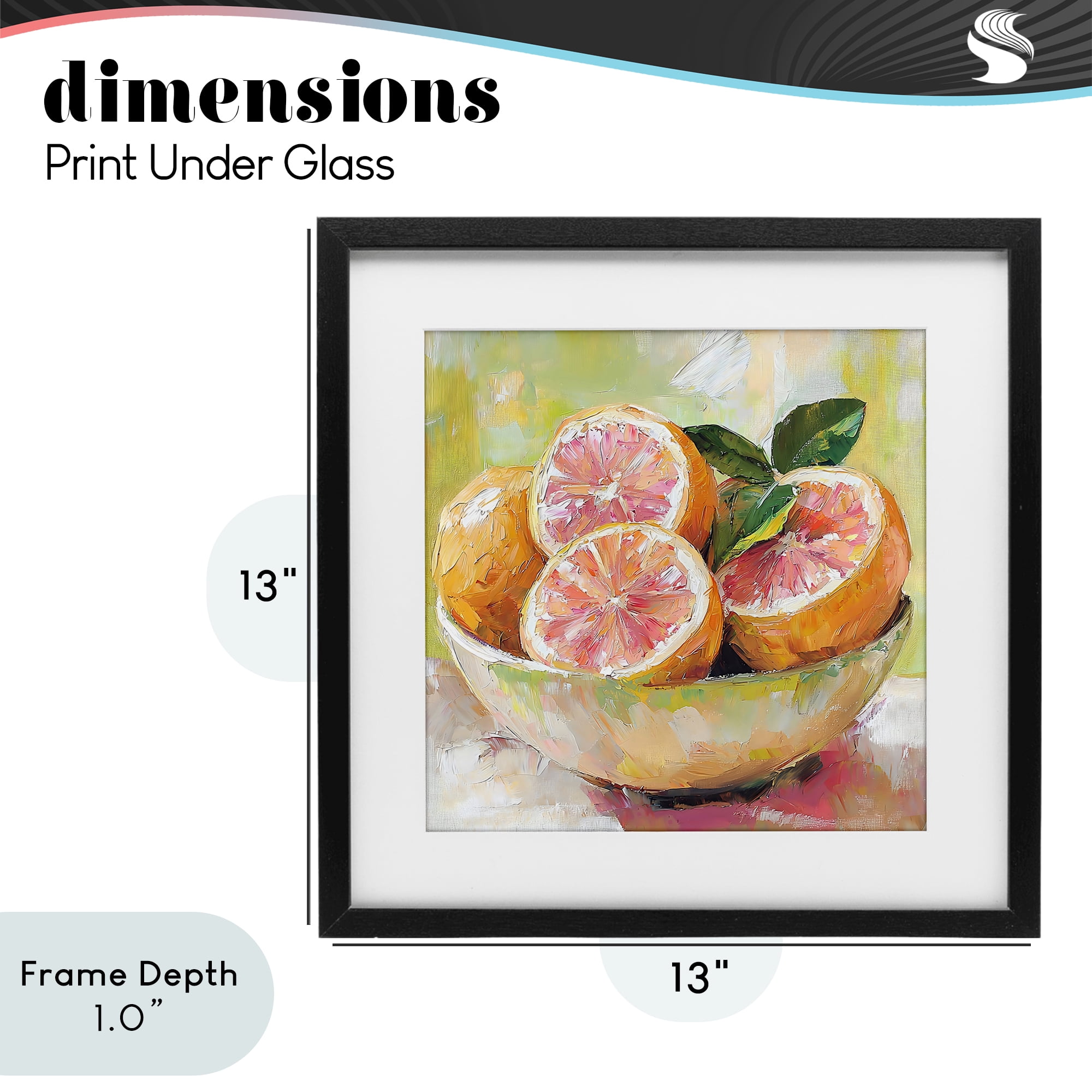 Stupell Industries Bold Grapefruit in Ceramic Bowl Black Framed Print Under Glass, design by Riley B