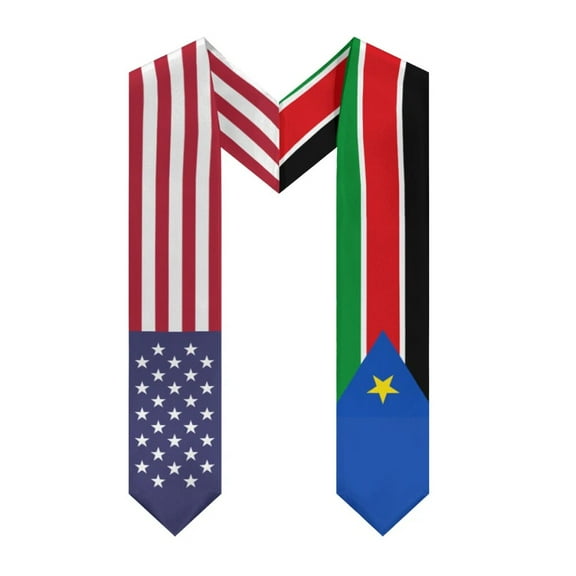 More design Graduation shawl South Sudan Flag & United States Flag Stole Sash Honor Study Aboard International Students